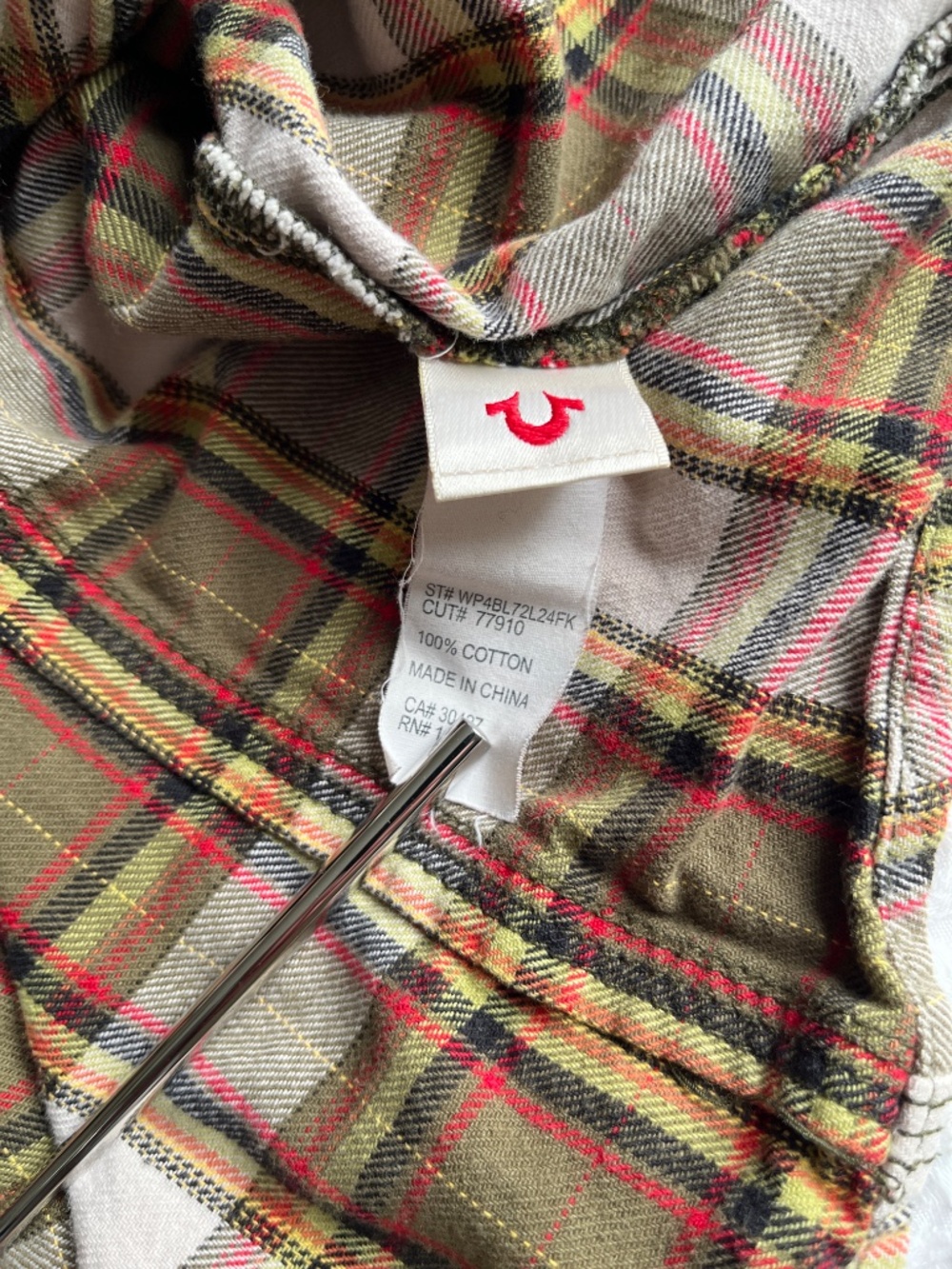 True Religion Pearl Snap Western Plaid Flannel Shirt Long Sleeve - Picture 6 of 6
